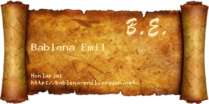 Bablena Emil névjegykártya